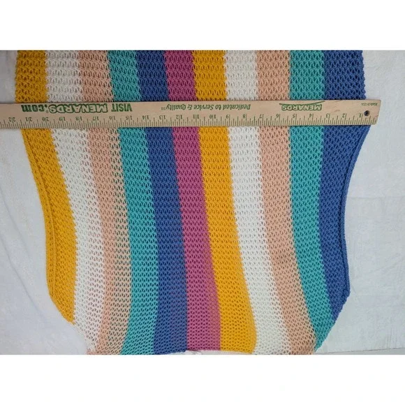 Body Glove Crochet Swim Cover Women Large Open Knit Fringe Unicorn Rainbow Beach - Picture 10 of 12